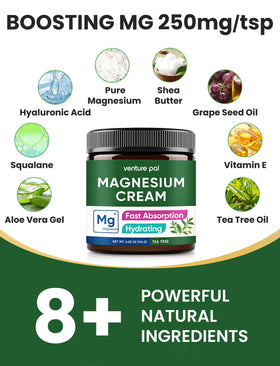 Venture Pal Crème de Magnésium Topique 141g affichage avec main tenant le tube