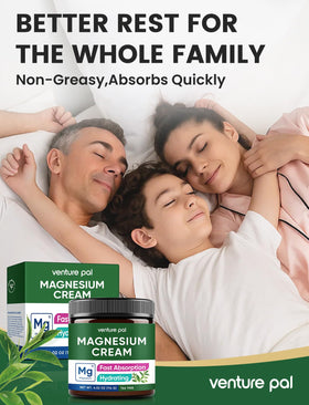 Venture Pal Crème de Magnésium Topique 141g avec flacon et étiquettes en gros plan