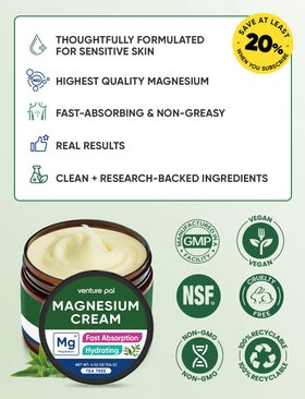 Venture Pal Crème de Magnésium Topique 141g en utilisation sur la peau