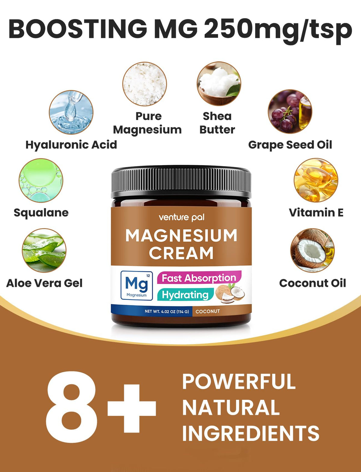 Venture Pal Crème de Magnésium Topique 141g flacon ouvert