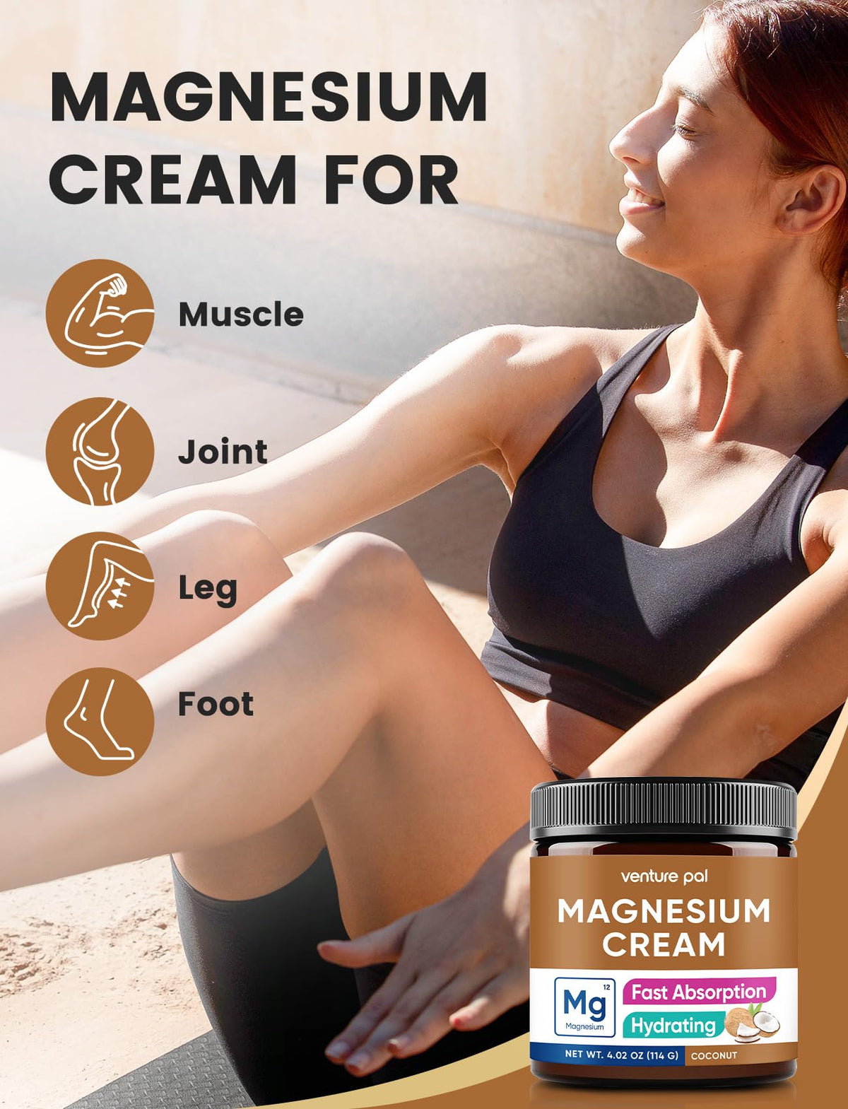 Venture Pal Crème de Magnésium Topique 141g ingrédients sur l'emballage