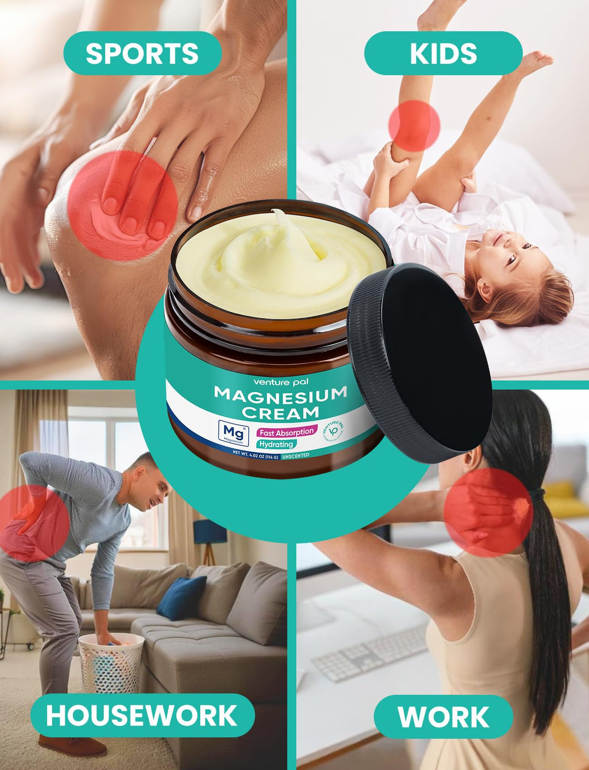 Venture Pal Crème Magnésium Topique 150g avec ingrédients hydratants