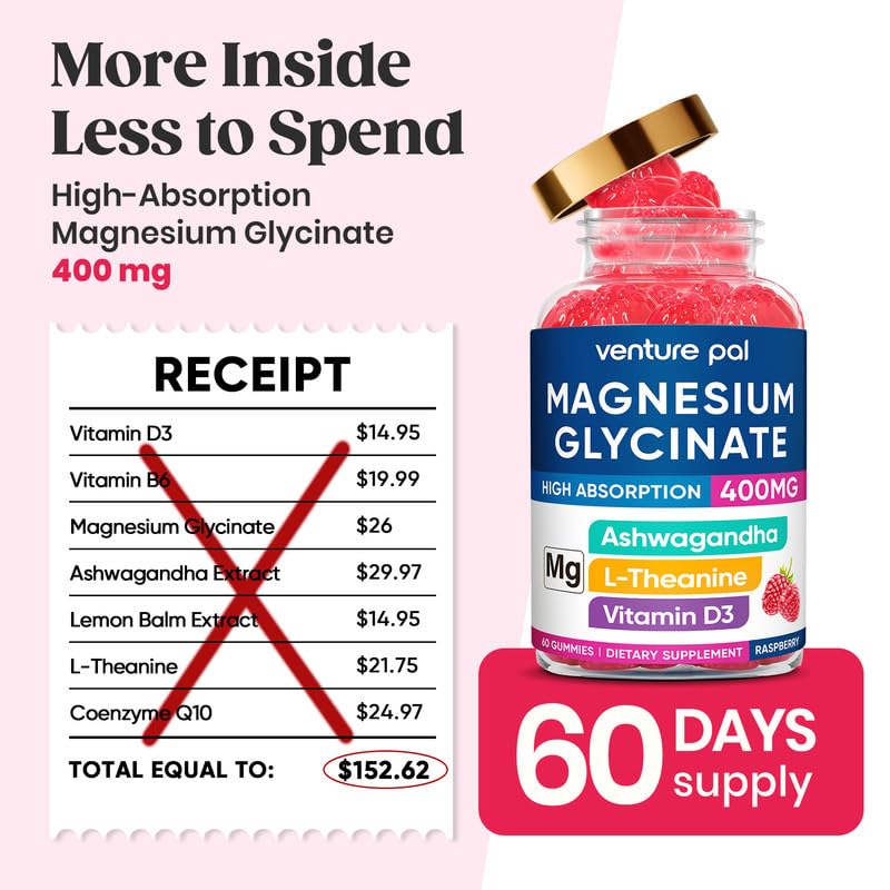 Venture Pal Gummies de Magnésium Glycinate 400mg dimensions de l'emballage