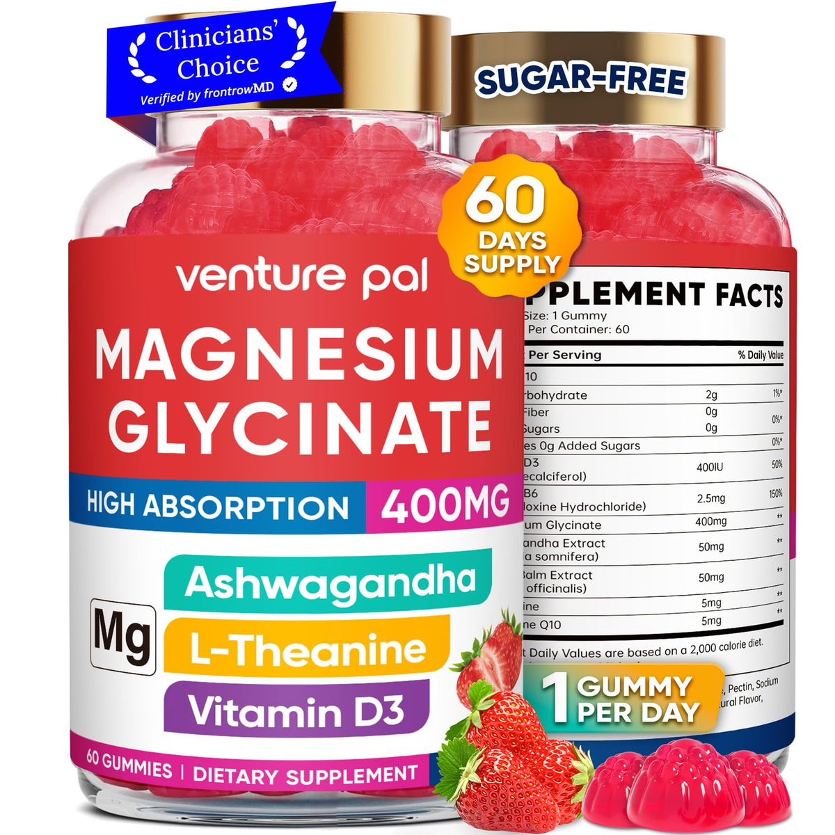 Venture Pal Gummies de Magnésium Glycinate 400mg, emballage avant