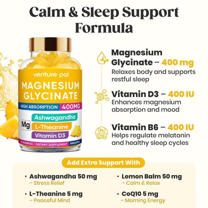 Venture Pal Gummies de Magnésium Glycinate 400mg en gros plan sur la texture