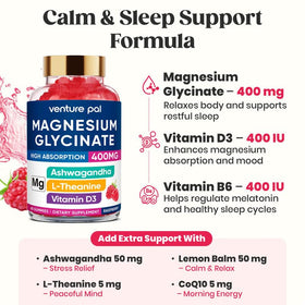 Venture Pal Gummies de Magnésium Glycinate 400mg texture douce