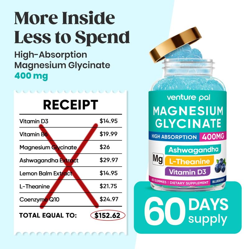 Venture Pal Gummies de Magnésium Glycinate 400mg variété de saveurs