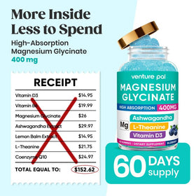 Venture Pal Gummies de Magnésium Glycinate 400mg variété de saveurs