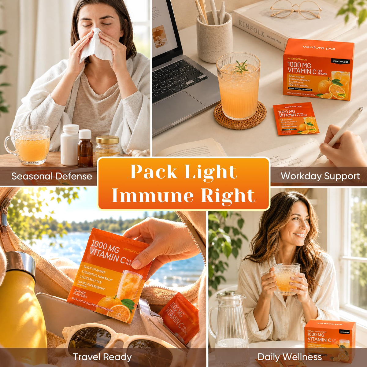 Venture Pal Poudre de Vitamine C 1000mg avec ingrédients