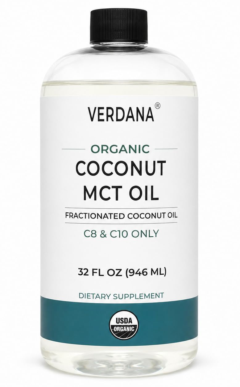 Verdana Huile de noix de coco MCT biologique 32 oz avec étiquette