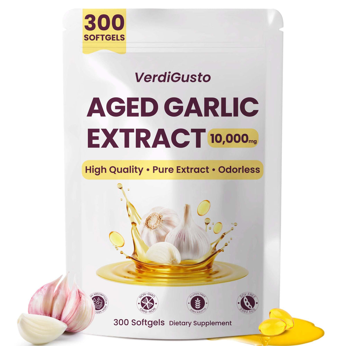 VerdiGusto Ail Vieilli 10000mg 300 gélules vue de face