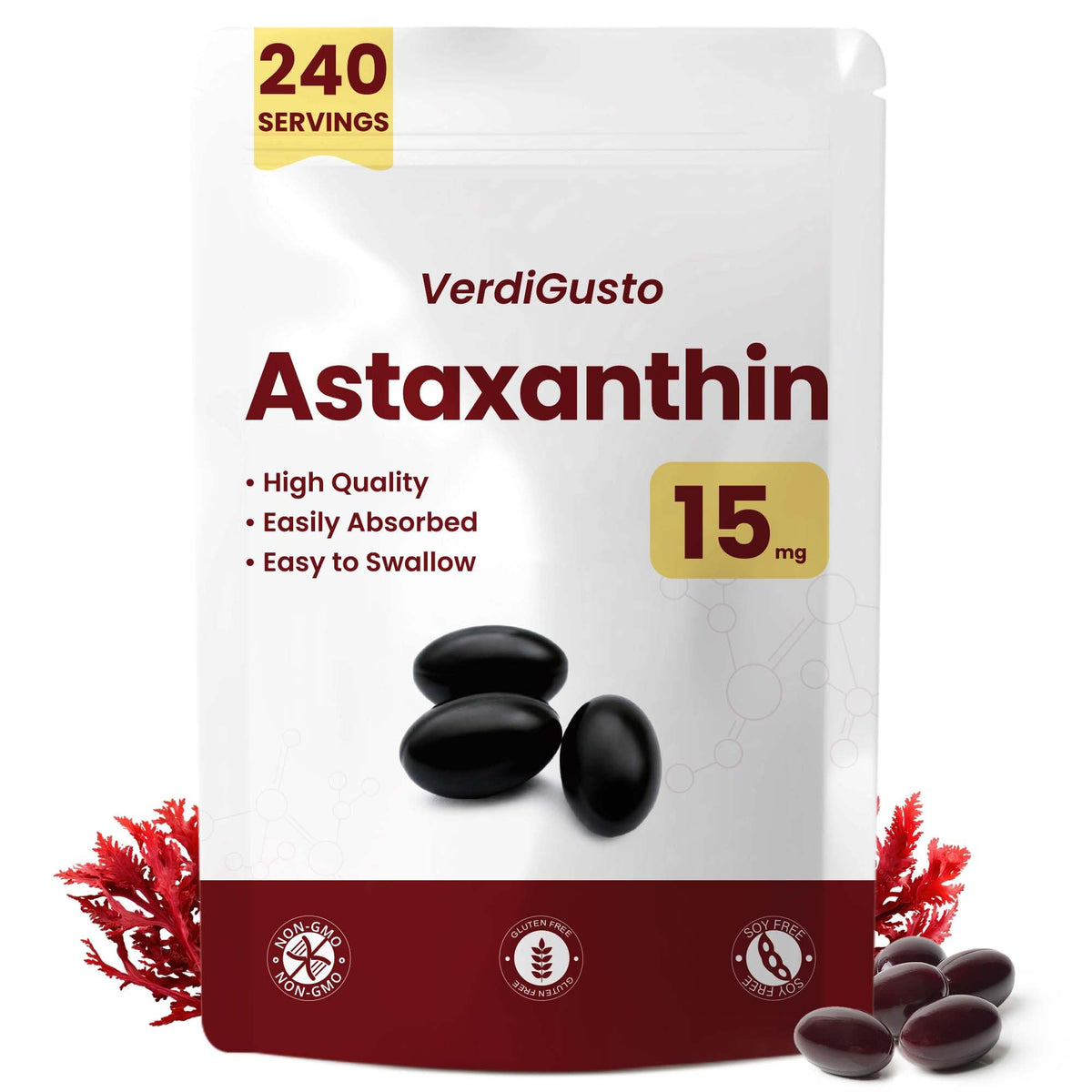 VerdiGusto Astaxanthin 15mg gélules souples avant