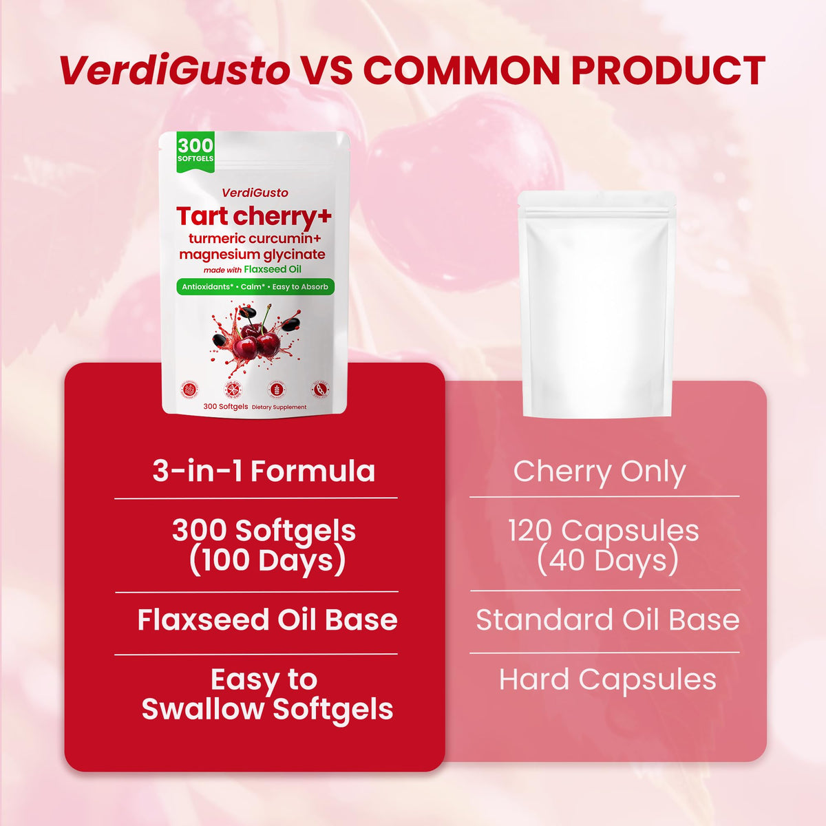 VerdiGusto Complément Alimentaire Cerise Acide 500mg - vue de côté de l'emballage