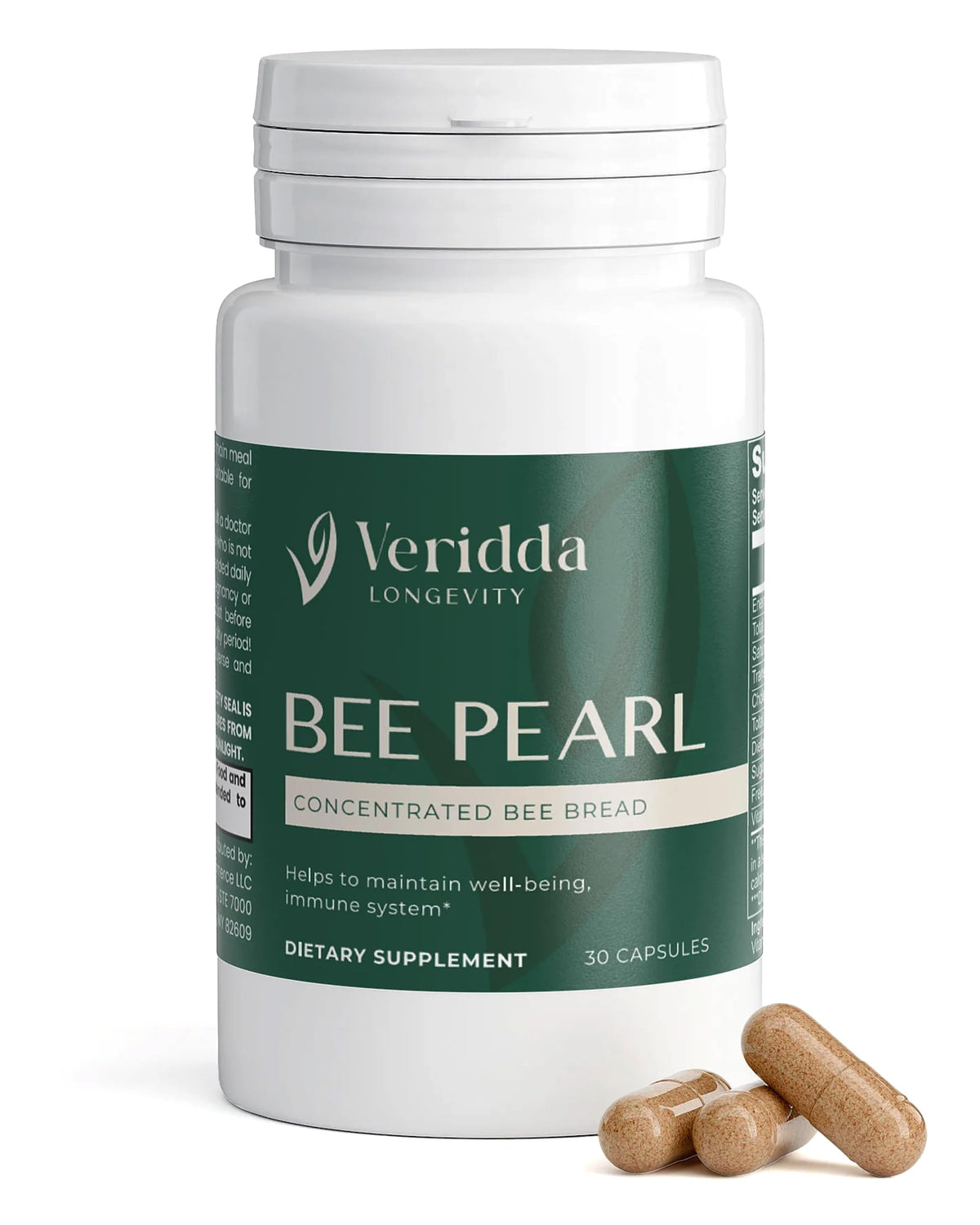 Veridda Longevity Capsules de Pollen d'Abeille 700 mg - vue avant