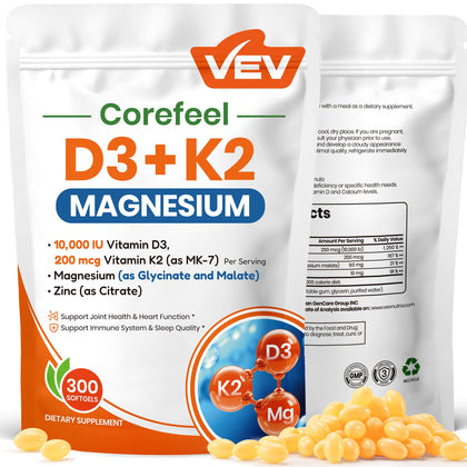VEV Complément Alimentaire Vitamine D3 K2 10 000 UI gélules vue avant