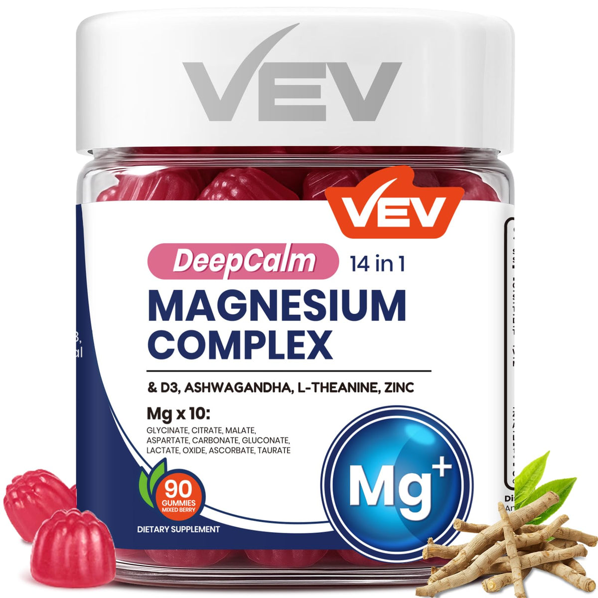 VEV Complex Magnésium Glycinate Gummies 14-en-1 - vue de face