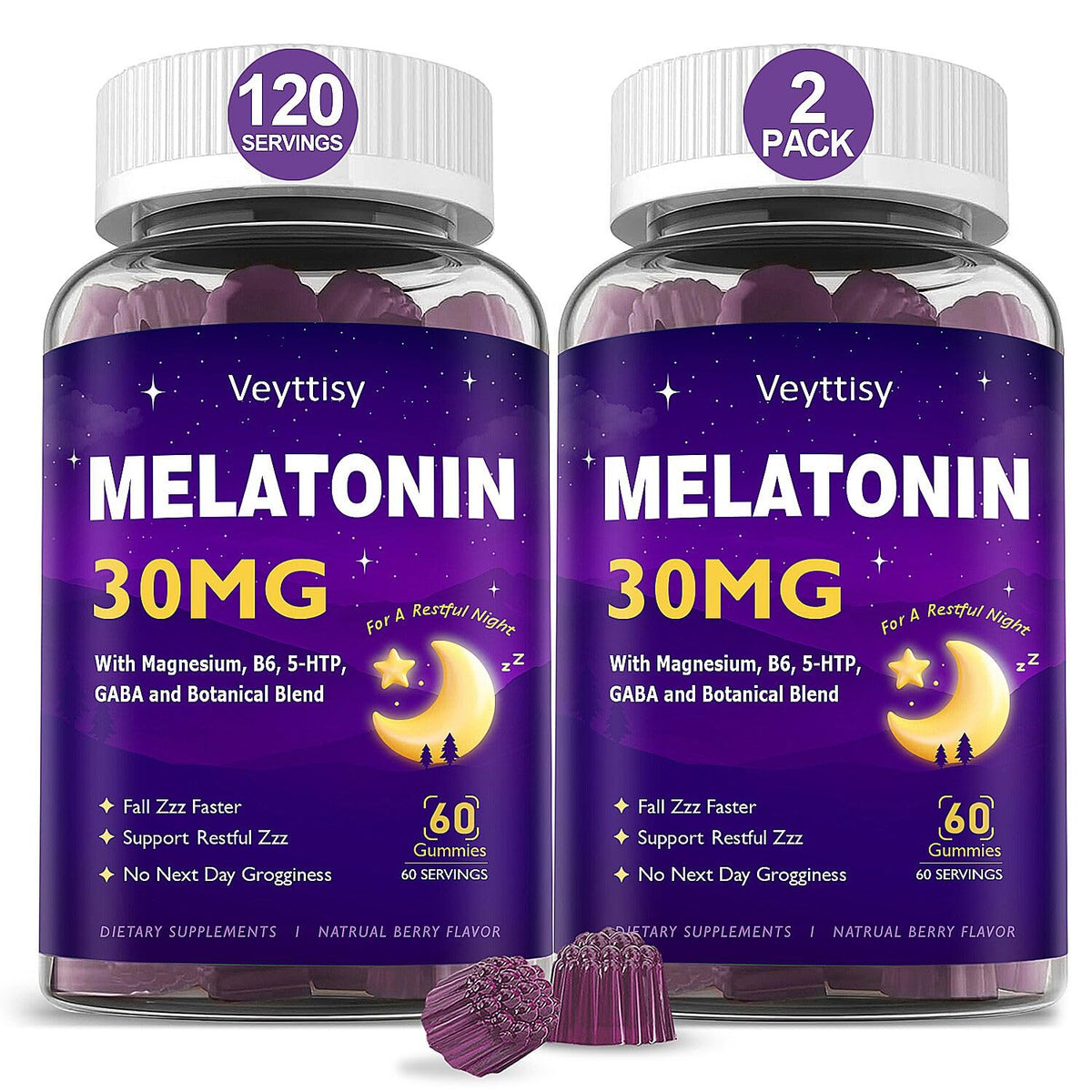Veyttisy Gummies de Mélatonine 30 mg avant de coucher