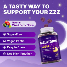 Veyttisy Gummies de Mélatonine 30 mg en gros plan