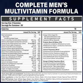 Veyttisy Gummies Multivitamin Methylés pour Hommes, vue arrière