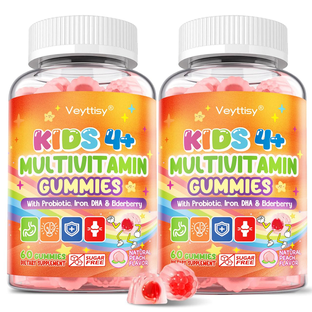 Veyttisy gummies multivitamines pour enfants, vue avant, emballage de 440g