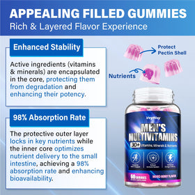 Veyttisy gummies multivitamines pour hommes, gummies sur une table en bois