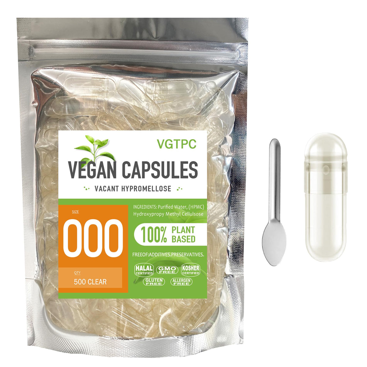 VGTPC Capsules Végétariennes 000 vides, paquet de 500 unités