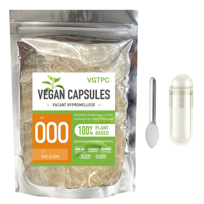 VGTPC Capsules Végétariennes 000 vides, paquet de 500 unités
