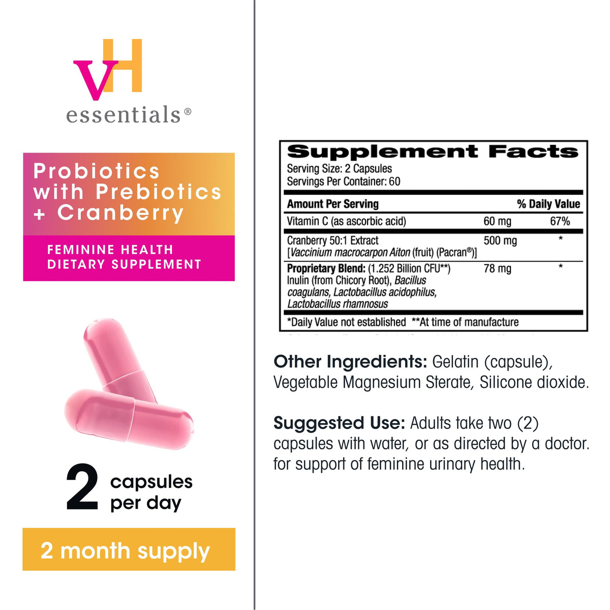 vH essentials Probiotiques Femme capsules ouvertes