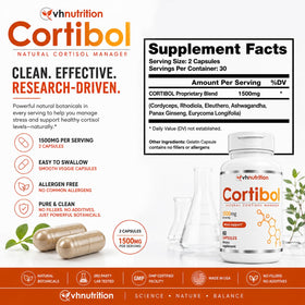 VH Nutrition CORTIBOL 60 capsules sur fond blanc