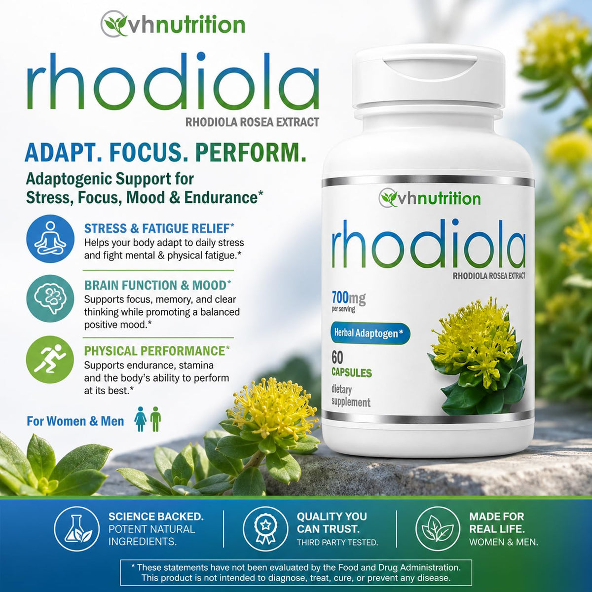 VH Nutrition Rhodiola Rosea 60 capsules emballage