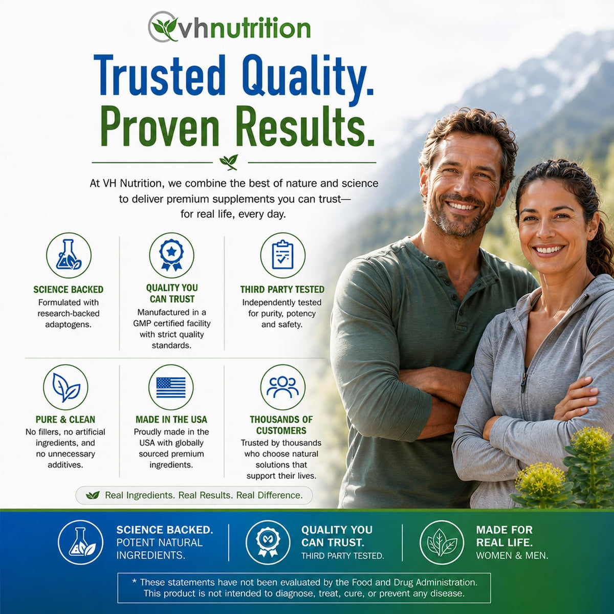 VH Nutrition Rhodiola Rosea capsules avec une cuillère doseuse