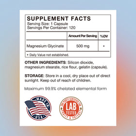 VHC Magnésium Glycinate 500mg capsules sur une table