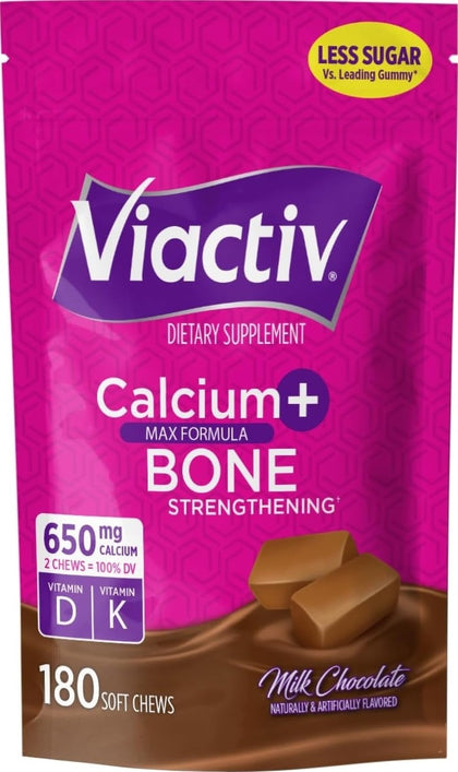 Viactiv Bonbons Calcium + Vitamine D 650 mg Chocolat au Lait, emballage avant