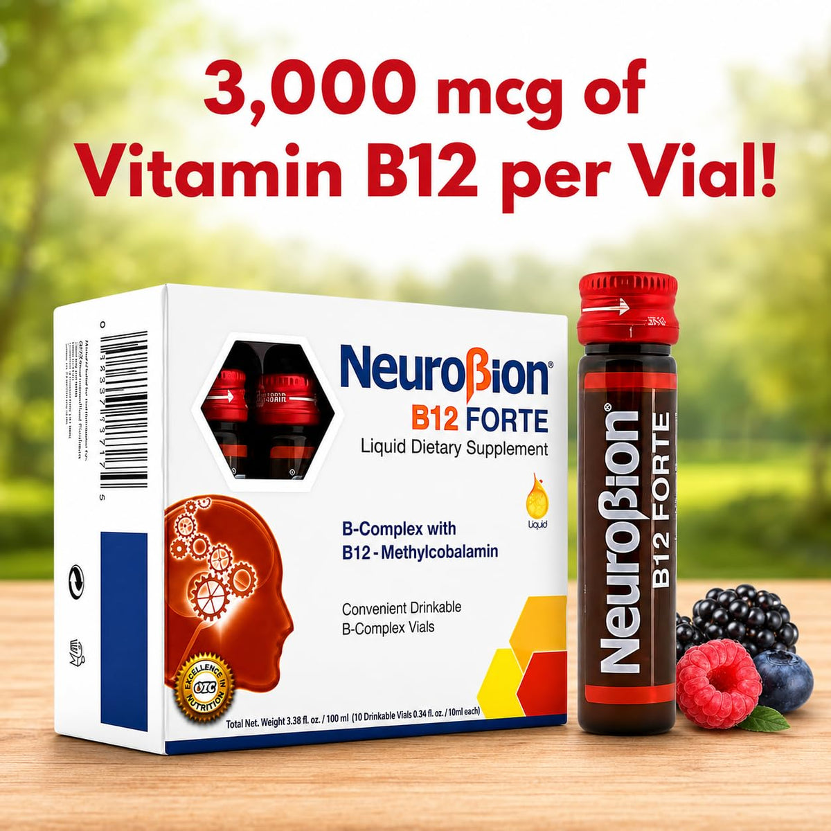 Vials de Neurobion prêtes à boire sur une table