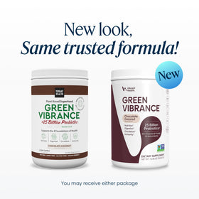 Vibrant Health Green Vibrance Poudre Superaliment Chocolat Coco 472g avec cuillère