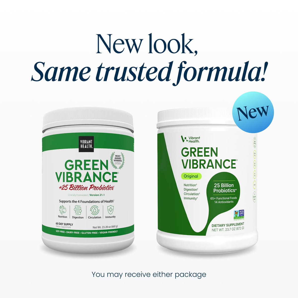 Vibrant Health Green Vibrance poudre superaliment vegan 816g vue arrière