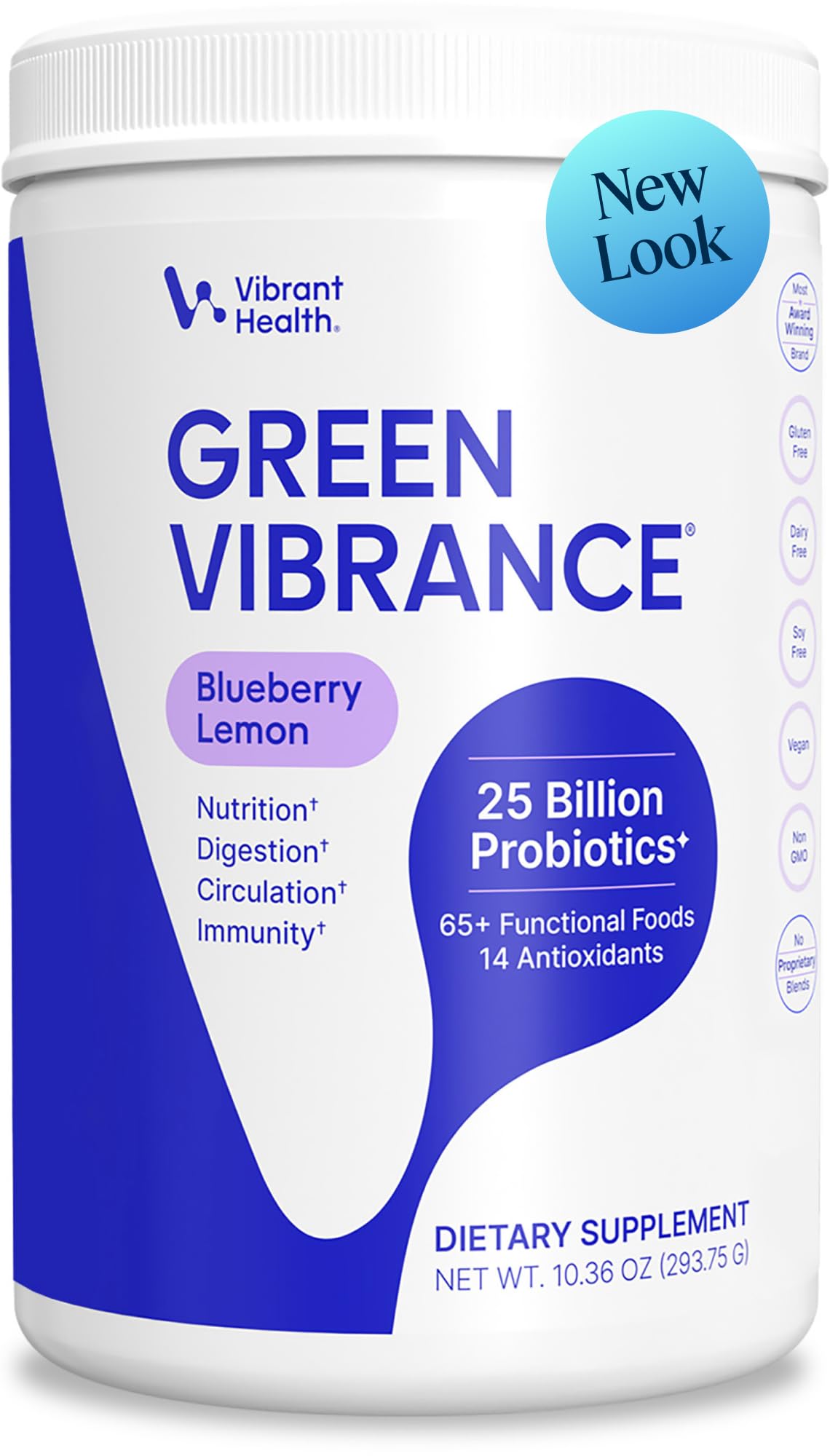 Vibrant Health Green Vibrance Poudre Superfoods 431g Goût Myrtille Citron vue avant