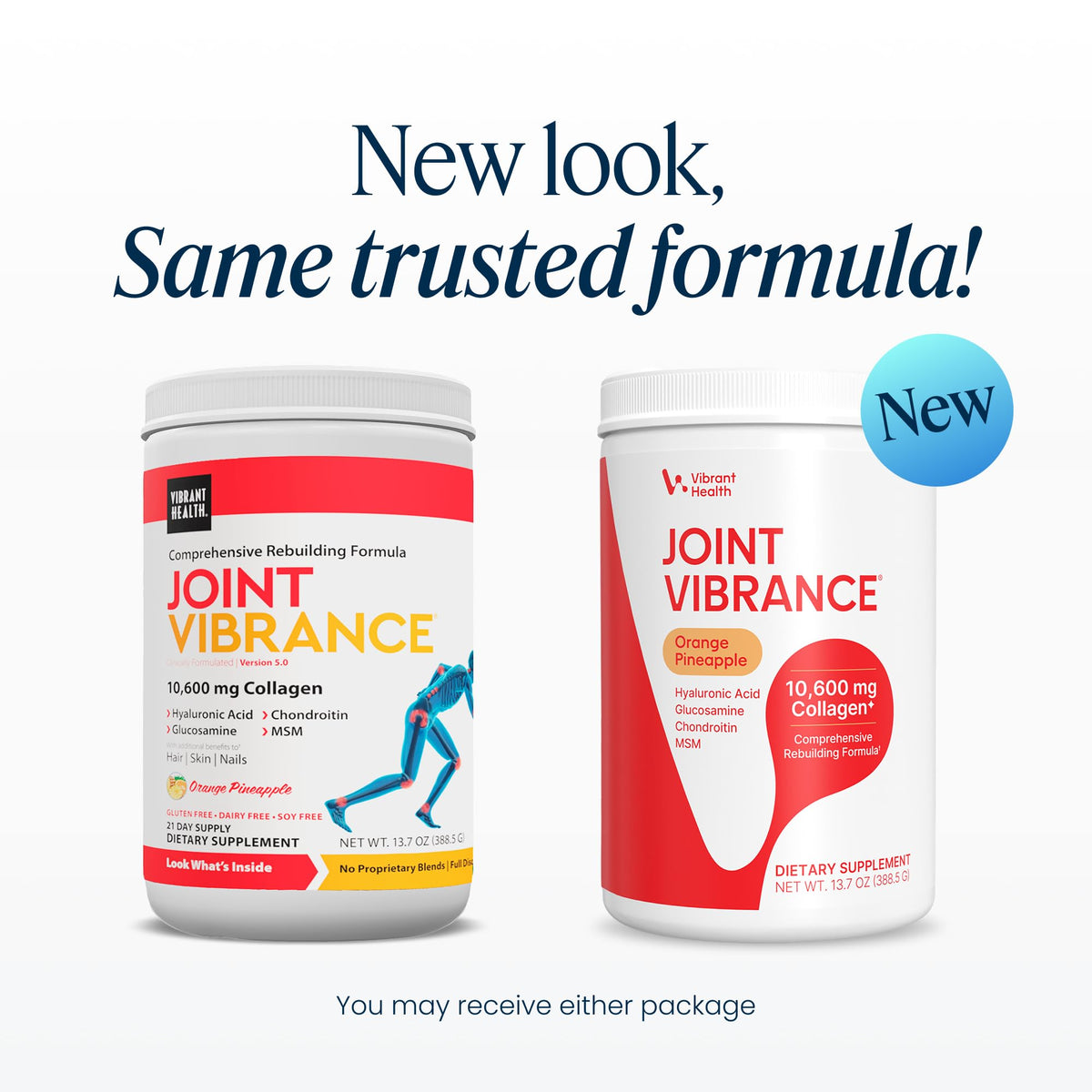 Vibrant Health Joint Vibrance Orange Ananas emballage et contenu