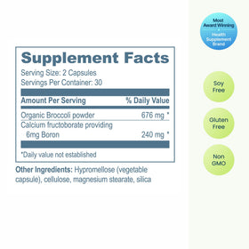 Vibrant Health Super Natural Boron capsules on a wooden surface