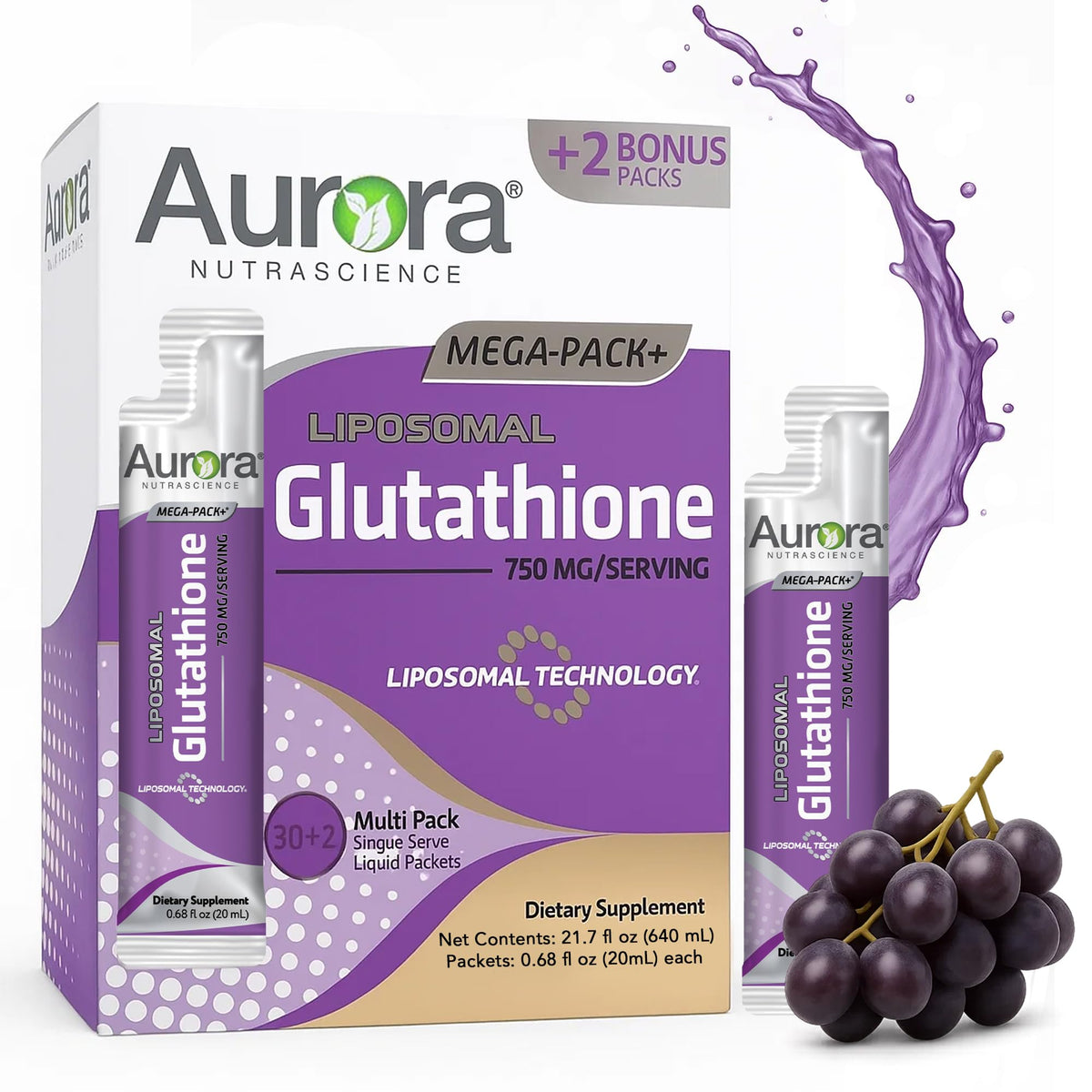 Vida Lifescience Mega-Pack Glutathione Liposomal 32 sachets avant