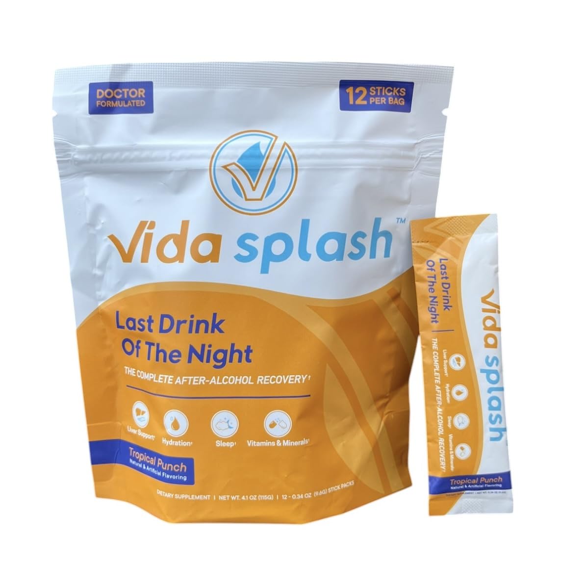 Vida Splash Mélange de récupération après-alcool Tropical Punch, vue de face