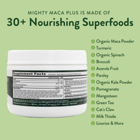 VIDAPURA Mighty Maca Plus Mango poudre sur une cuillère