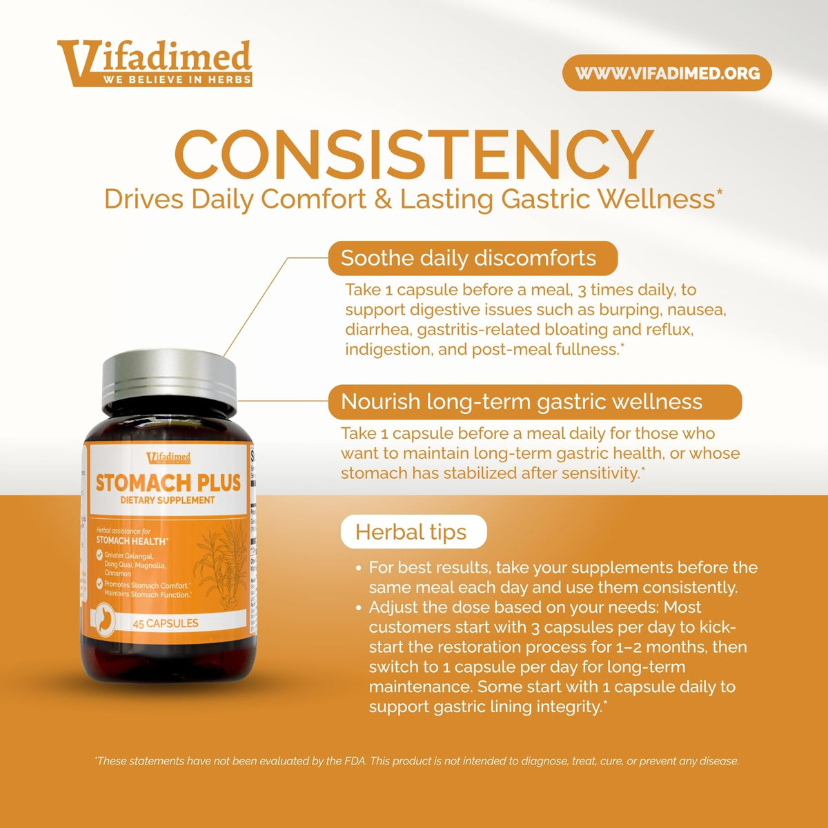 VIFADIMED Stomach Plus 45 capsules avec verre d'eau