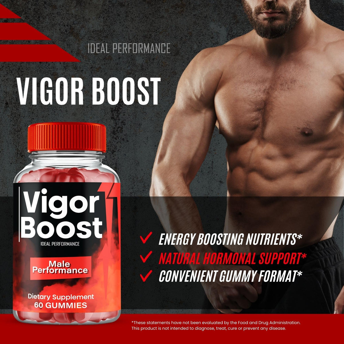 Vigor Gummies d'IDEAL PERFORMANCE en gros plan