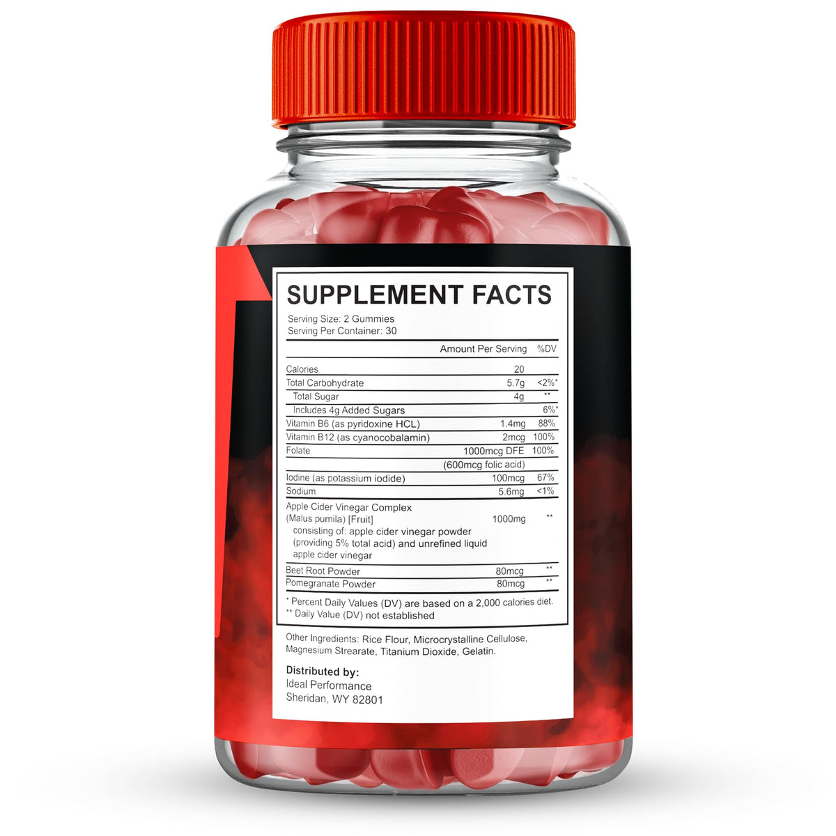 Vigor Gummies d'IDEAL PERFORMANCE paquet arrière