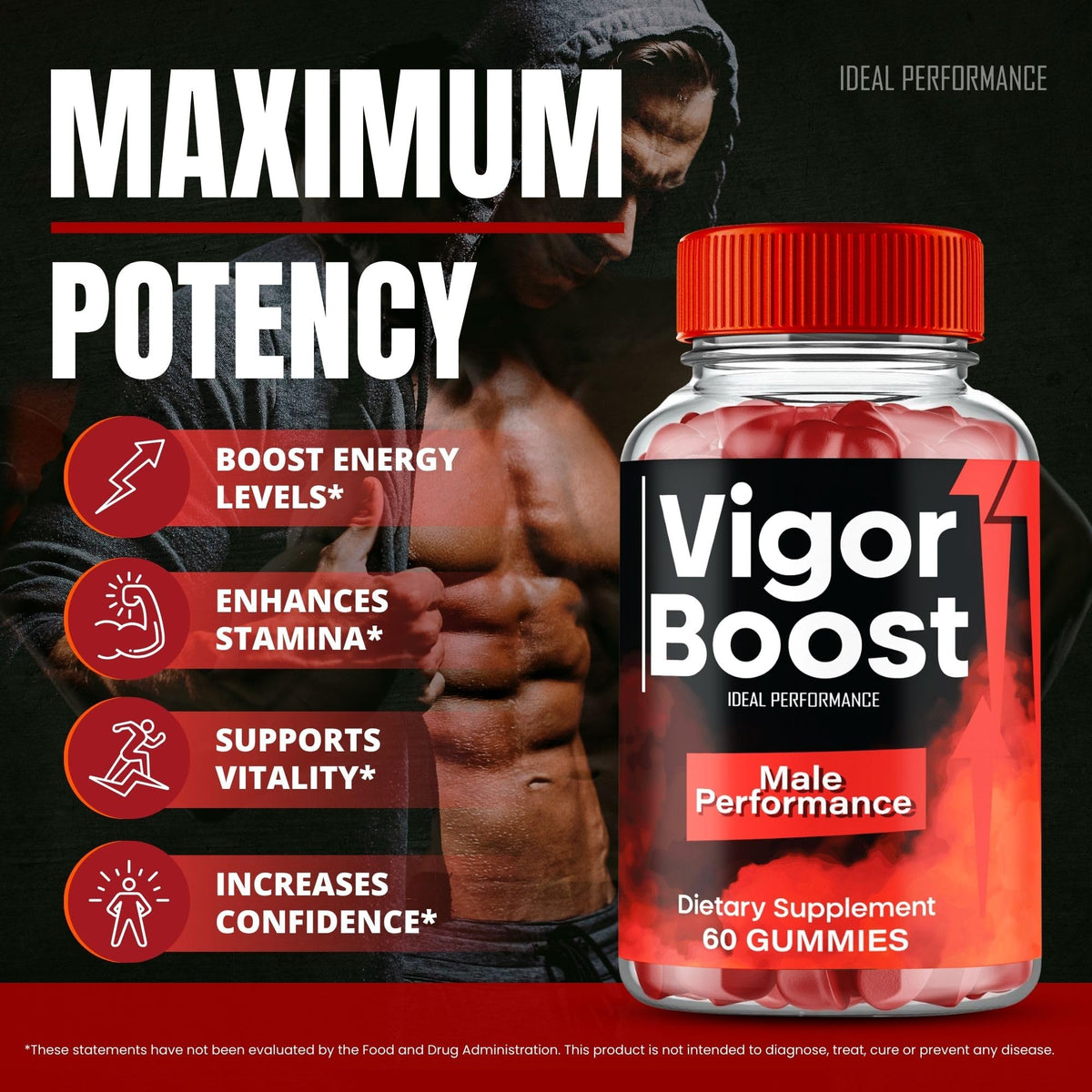 Vigor Gummies d'IDEAL PERFORMANCE sur une table