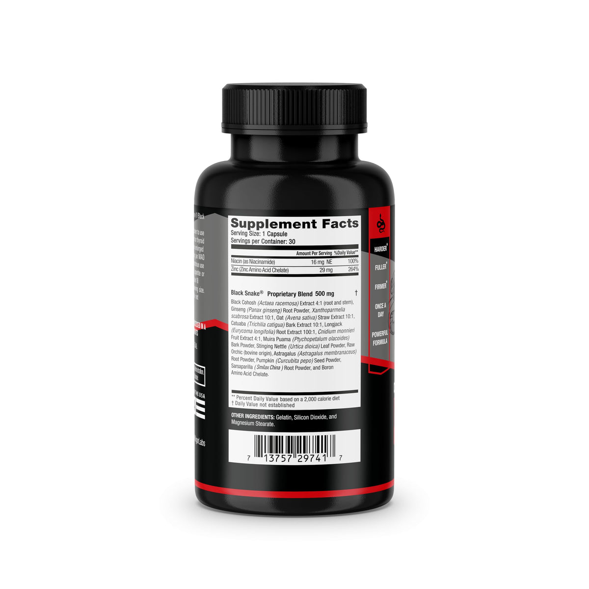 Vigor Labs Black Snake 30 Capsules avec un verre d'eau