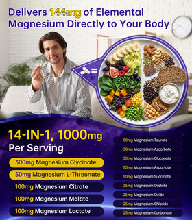 Vigorbite Complément Alimentaire Magnésium 14-en-1 1000mg capsules