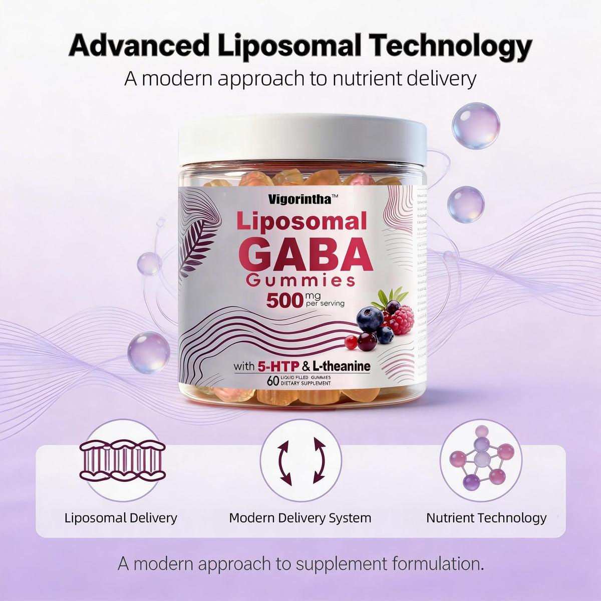 Vigorintha Gélifiés GABA avec L-Théanine et 5-HTP, 2 bouteilles
