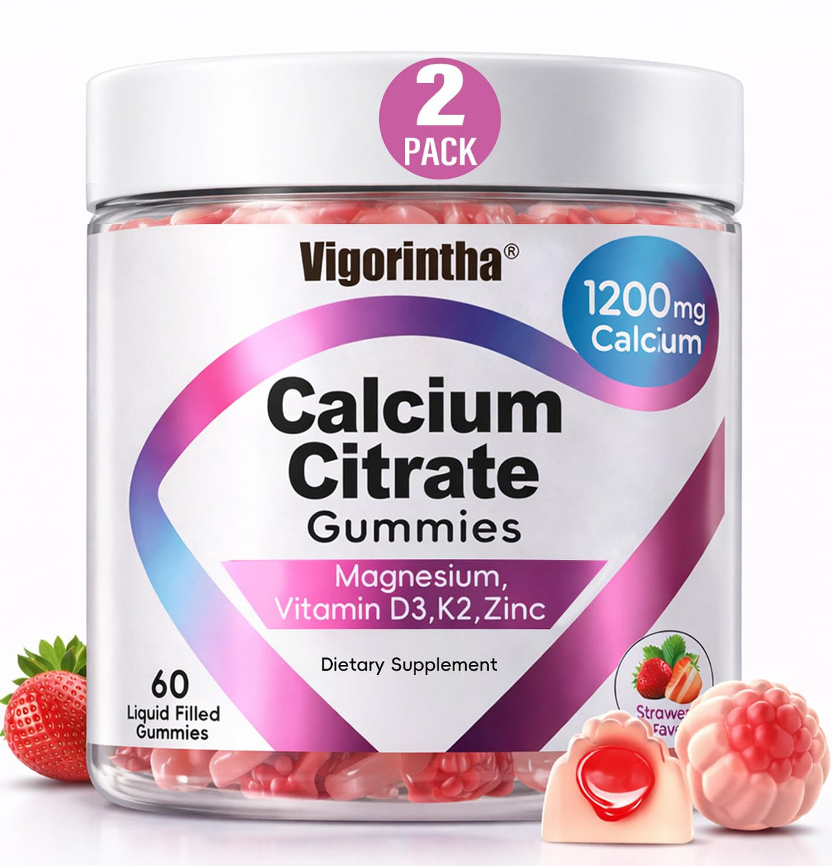 Vigorintha Gummies Calcium Citrate 1200mg pot avant